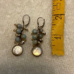 Pearl and semi precious stone earrings.